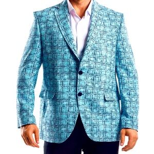 Blue and Black print Sports Blazer Jacket
